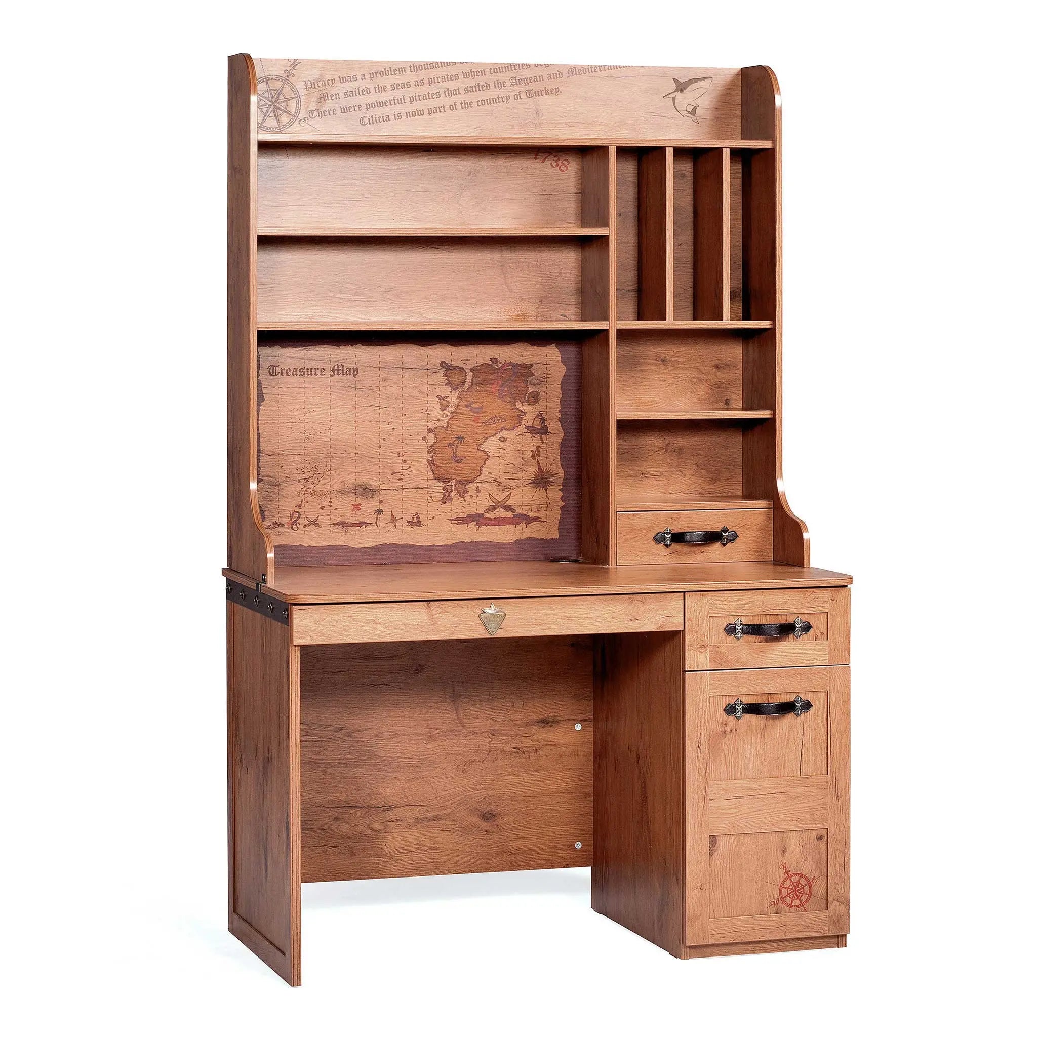 Pirate Study Desk & Hutch with Shelves and Cabinets