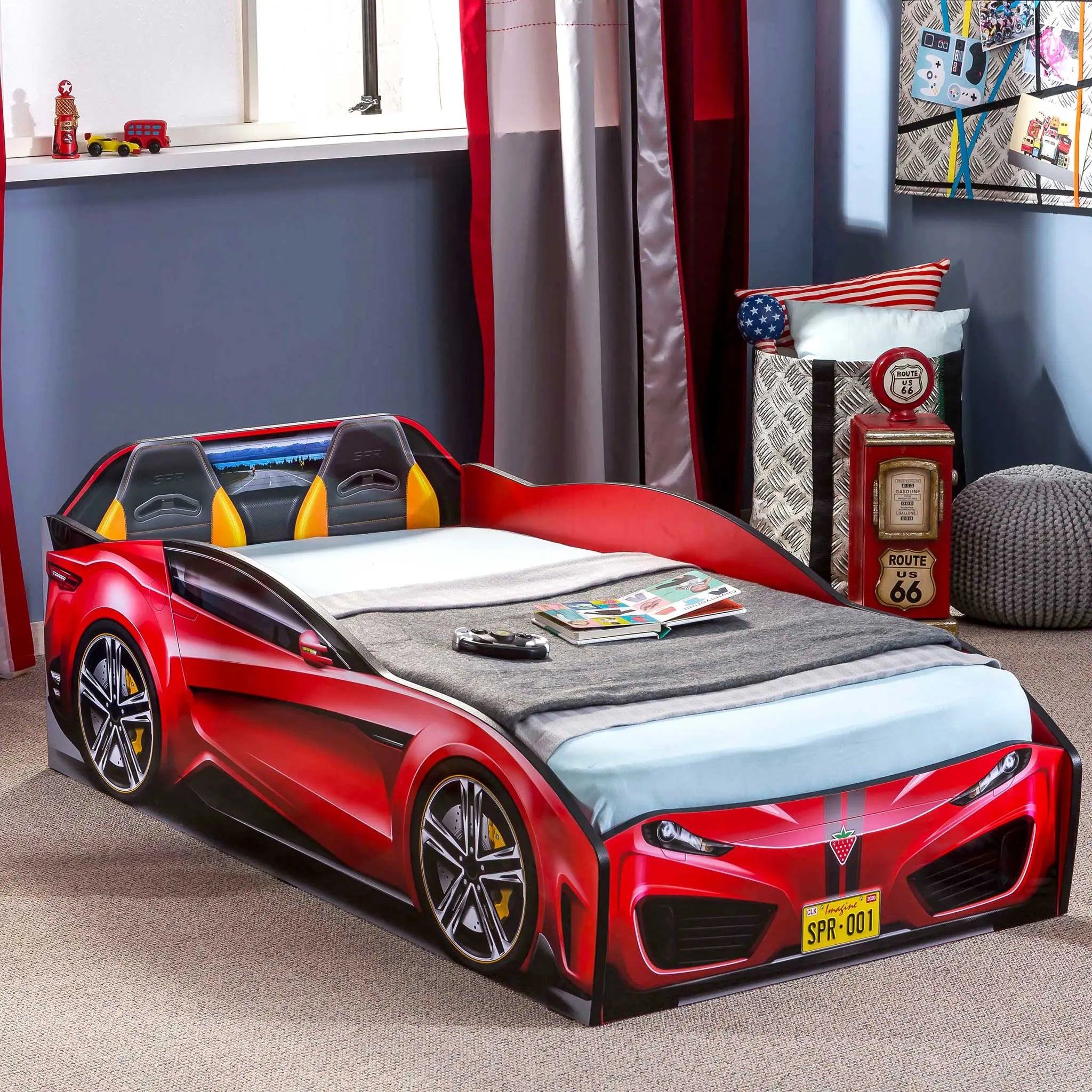 Spyder Toddler Race Car Bed, Red