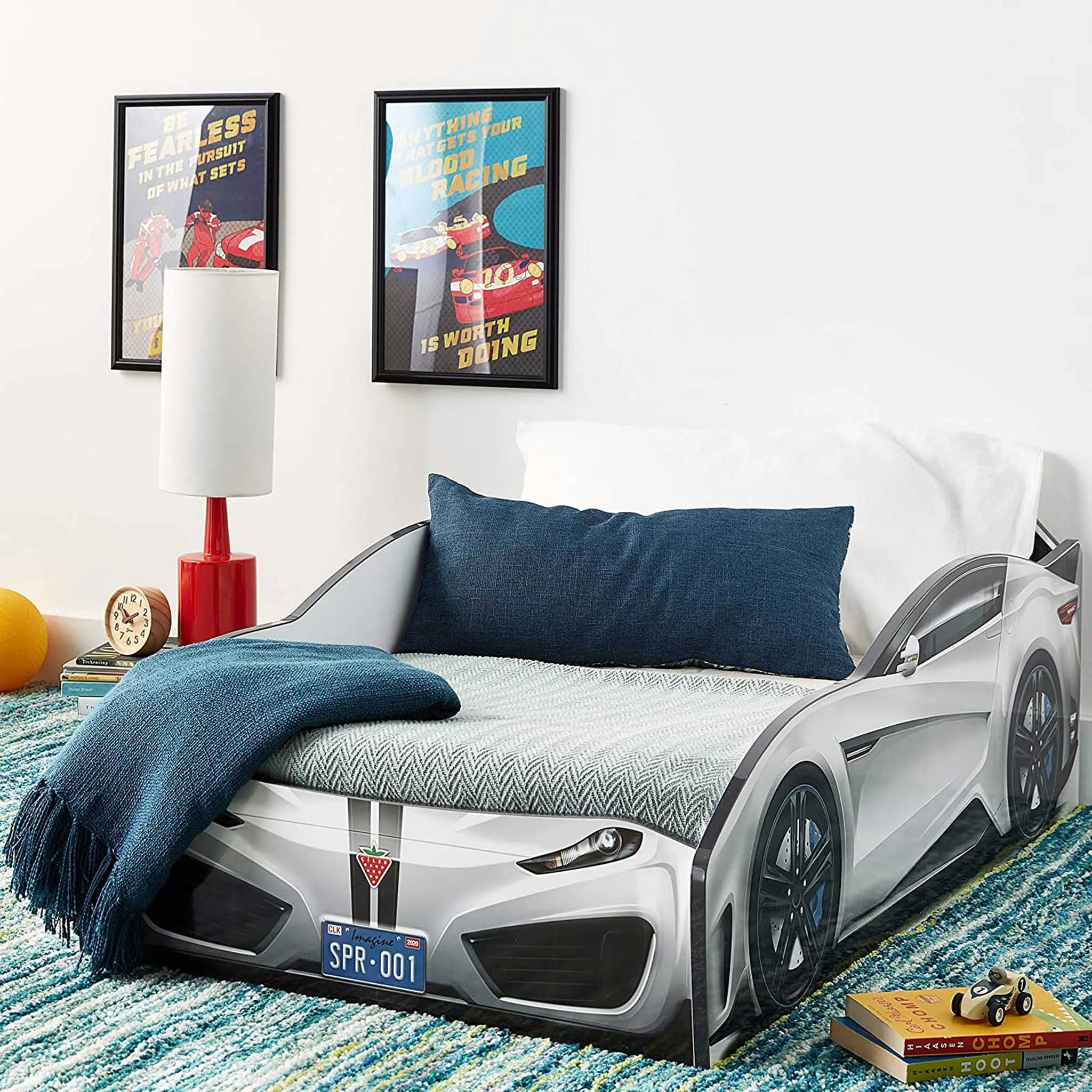 Spyder Toddler Race Car Bed, White