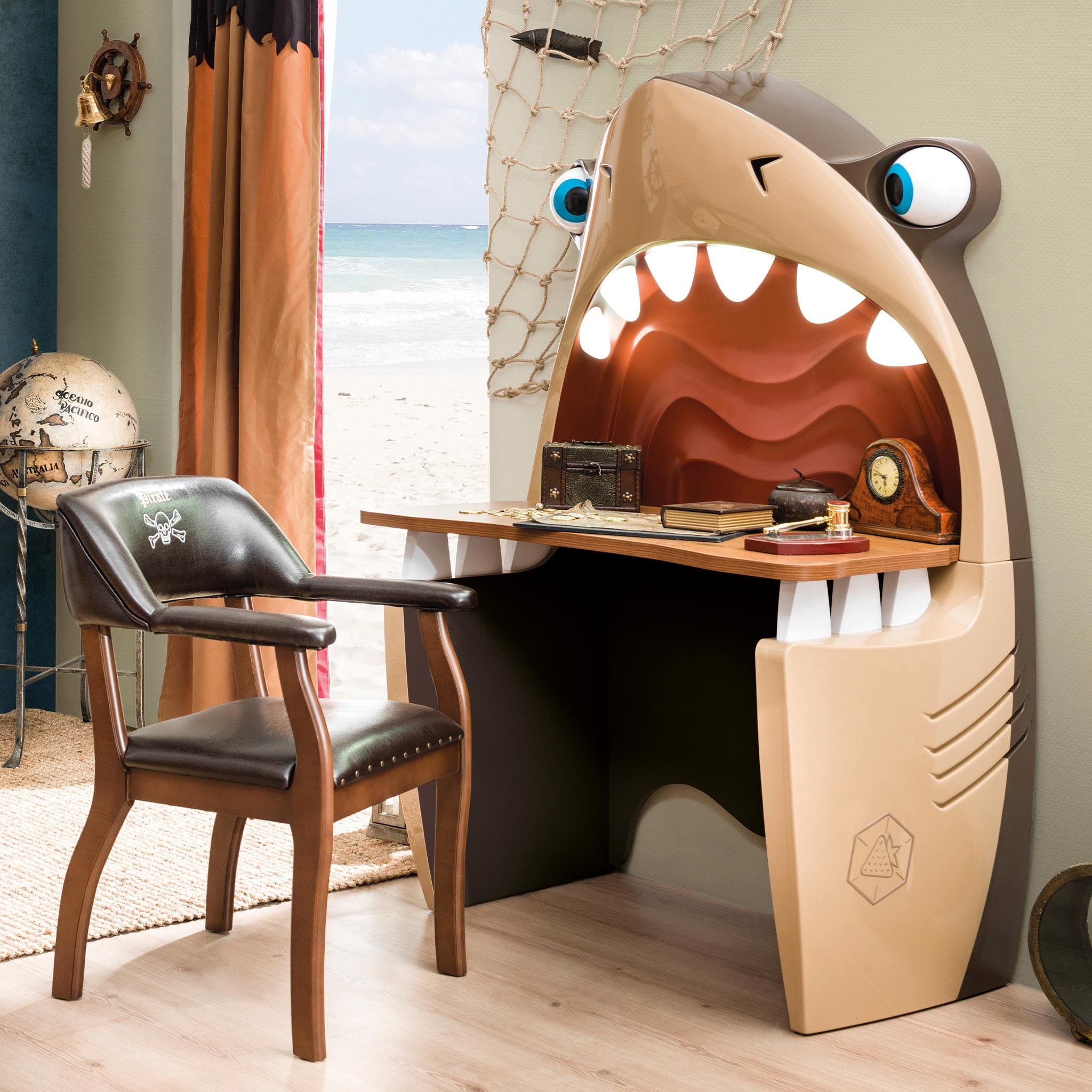 Pirate Shark Study Desk with Reading Light
