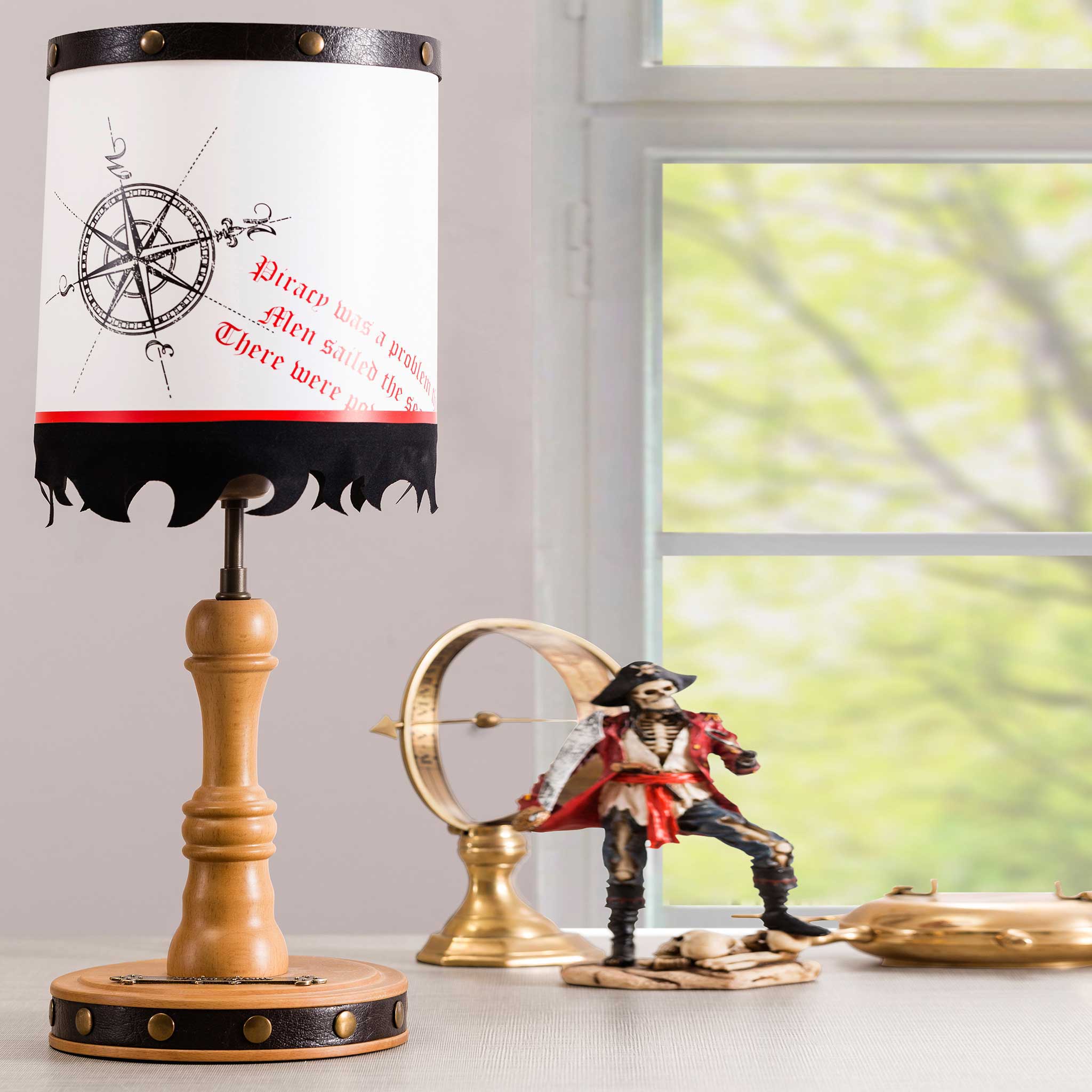 Pirate Brown Table Lamp with Drum Lamp Shade