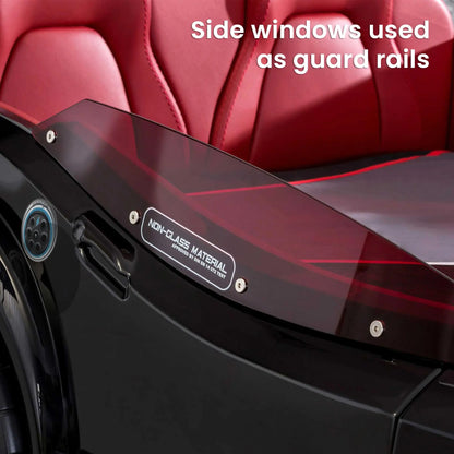 GTS EV Black Twin-Size Race Car Bed, Remote Control, LED Lights, EV Sound FX, Vegan Leather Interior, License Plate