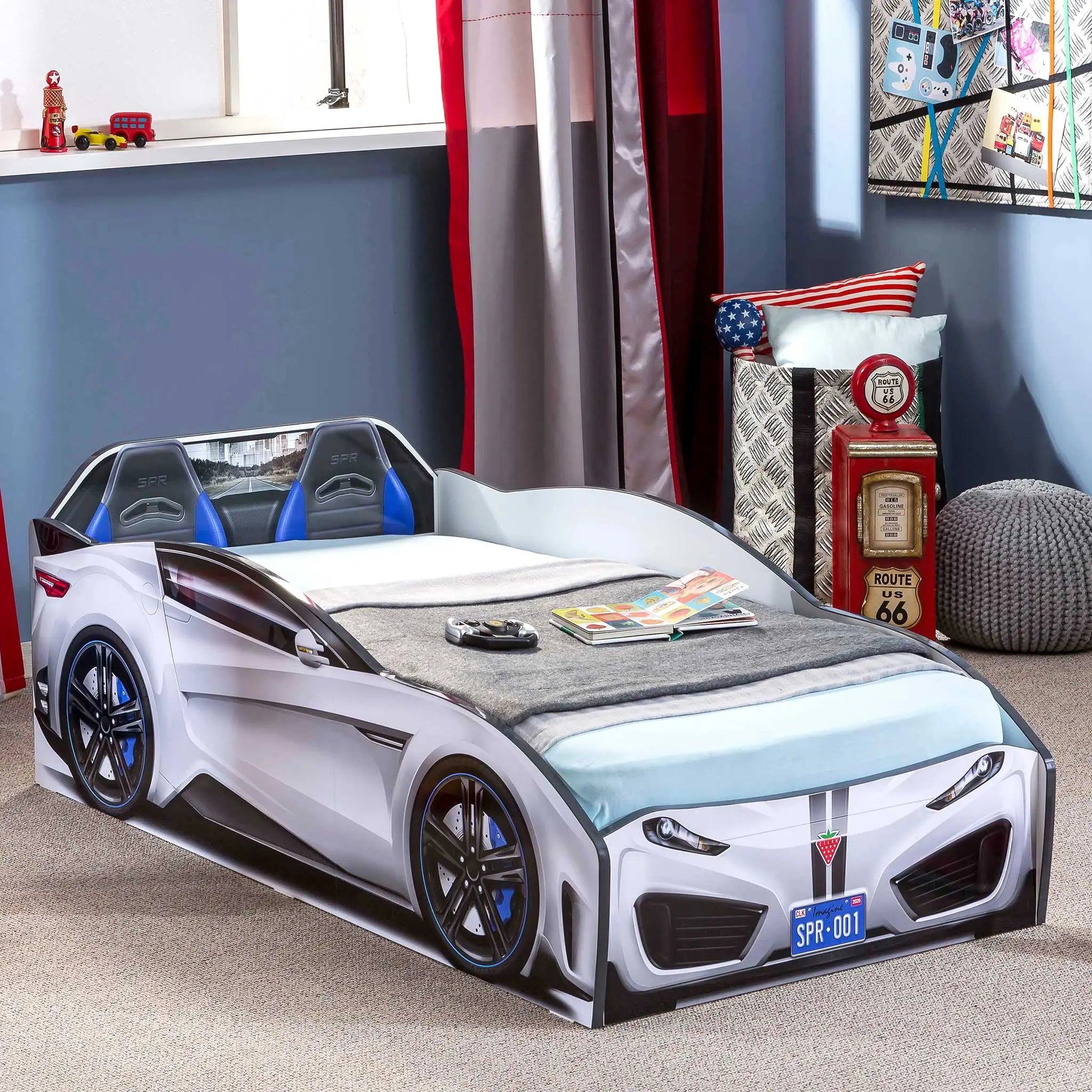 Spyder Toddler Race Car Bed, White