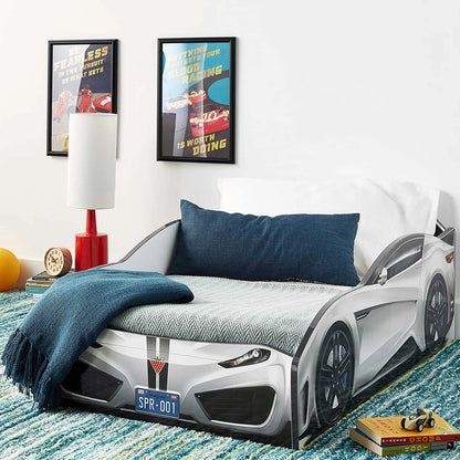 Spyder Toddler Race Car Bed, White