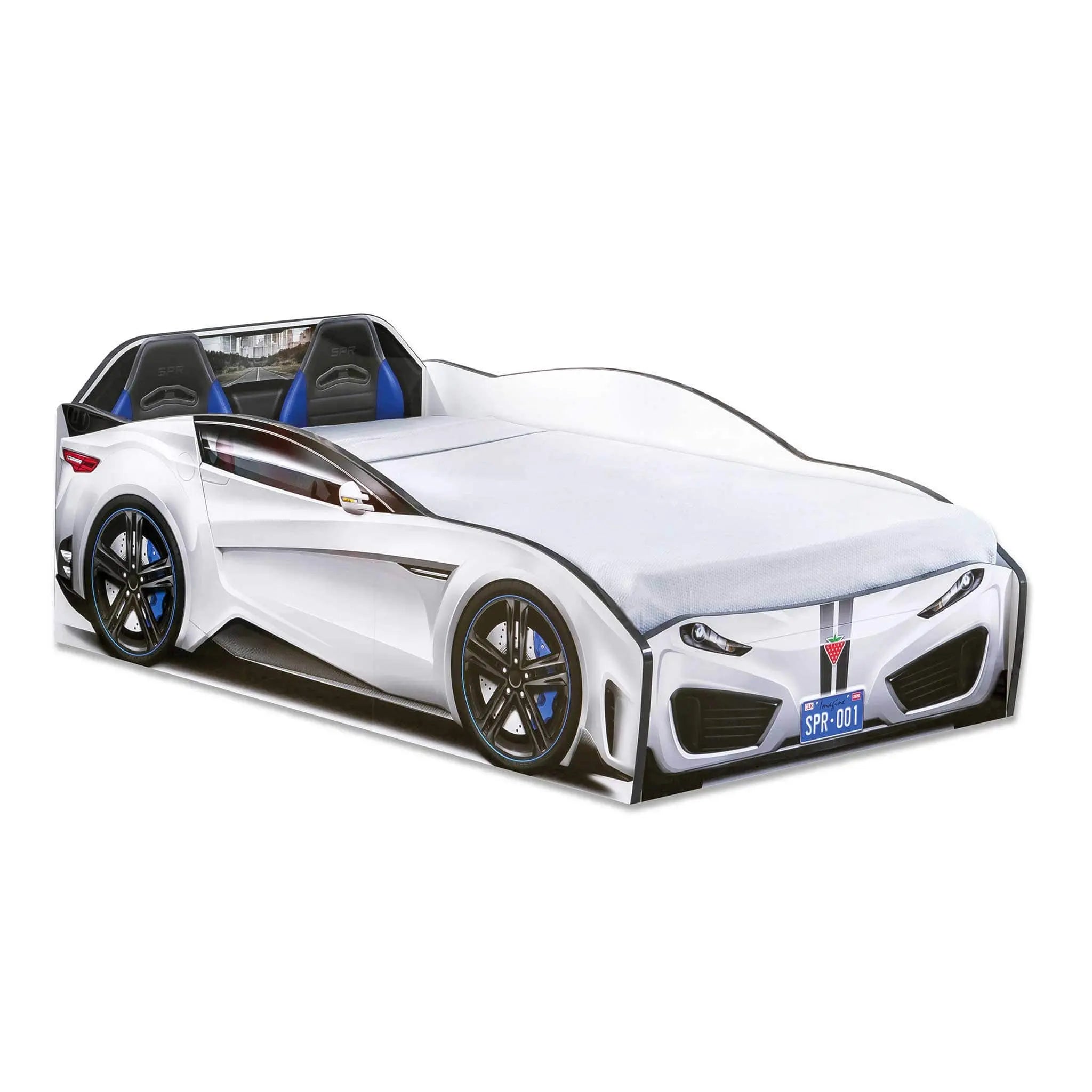 Spyder Toddler Race Car Bed, White