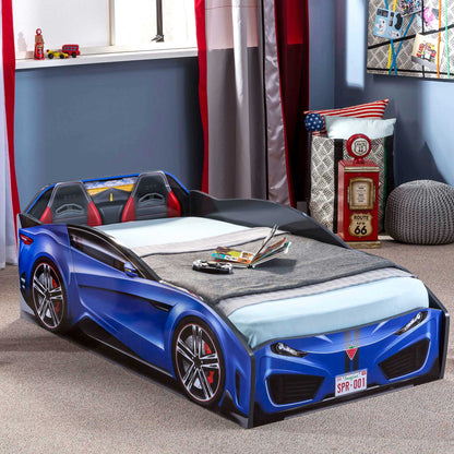 Spyder Toddler Race Car Bed, Blue