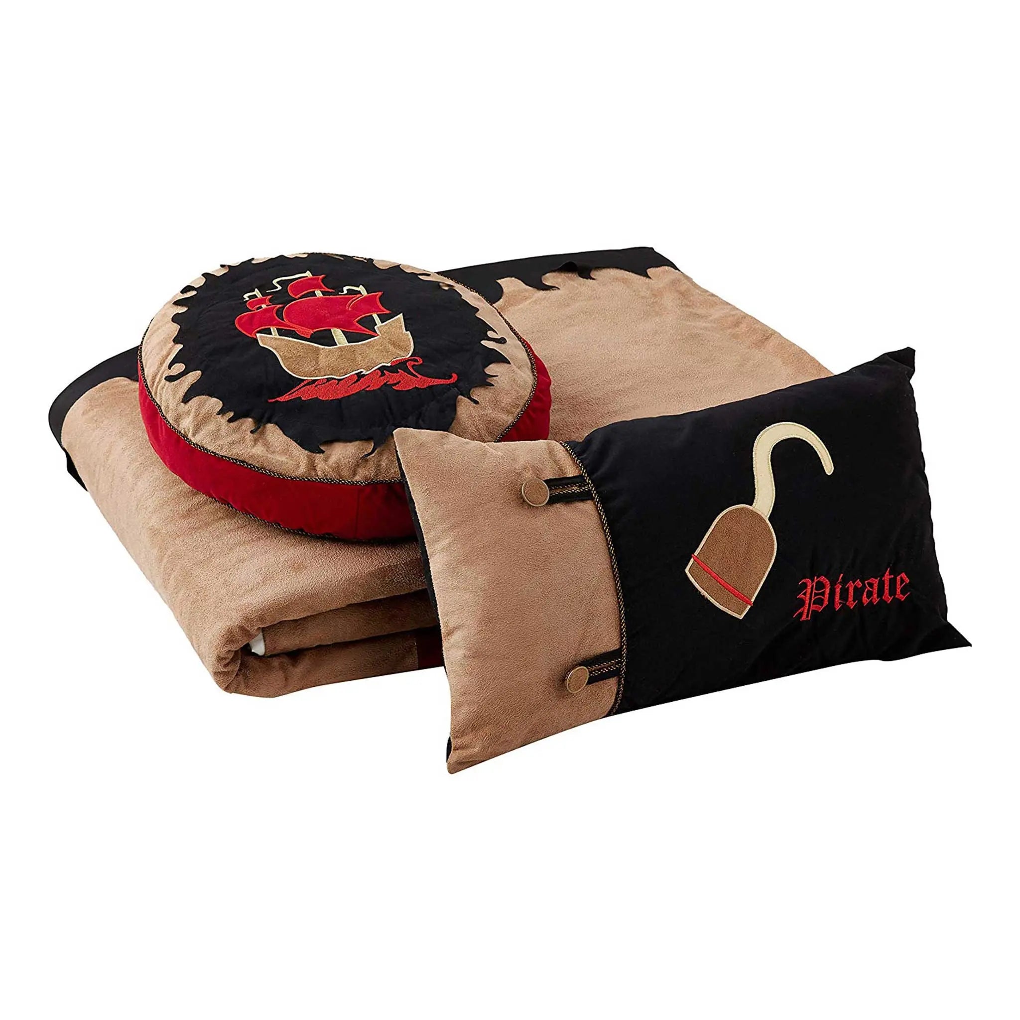 Pirate Brown Twin Size 3 Piece Comforter Set with Two Decorative Pillows