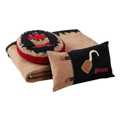 Pirate Brown Twin Size 3 Piece Comforter Set with Two Decorative Pillows