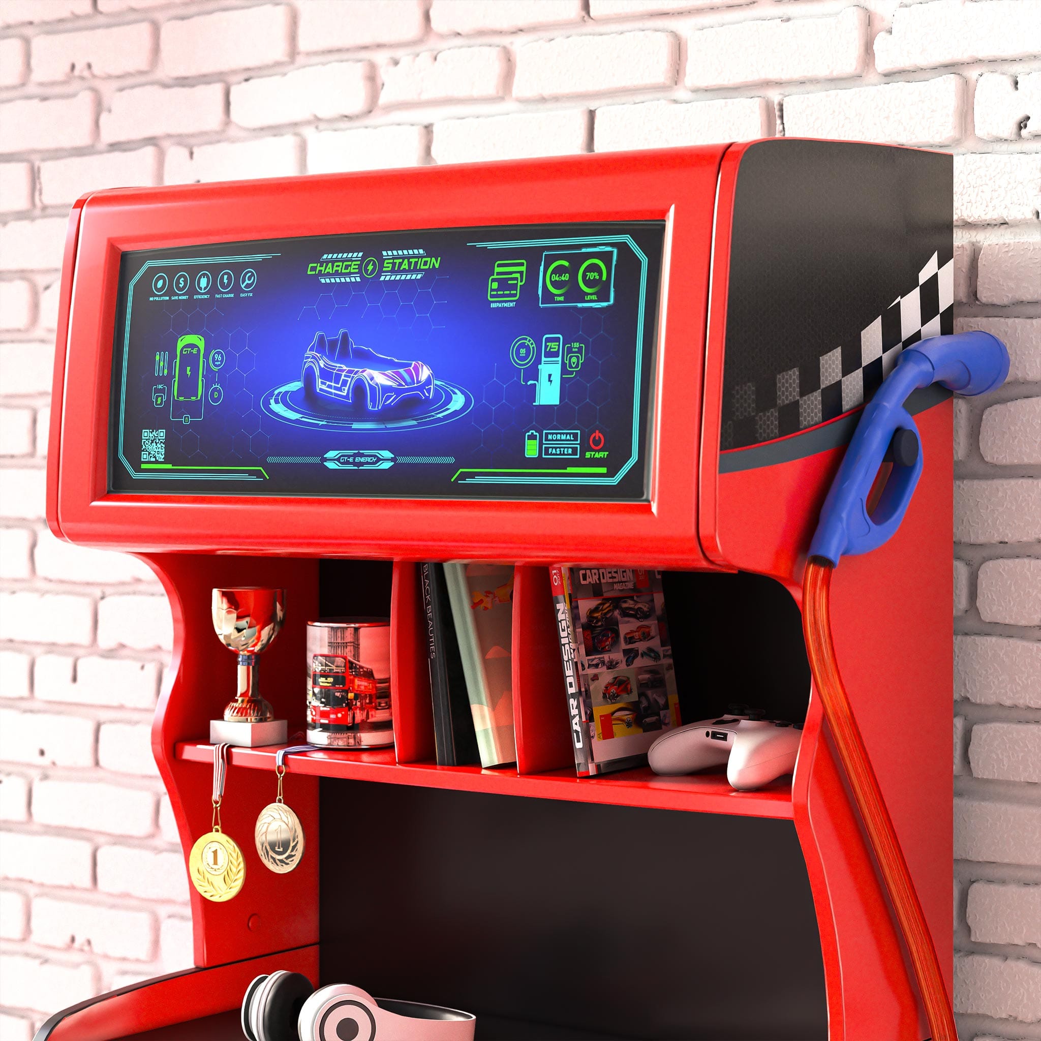 GTS EV 3 Drawer Chest with Cabinet, EV Car Charger Design, Extra Shelves, Soft-Close Drawers